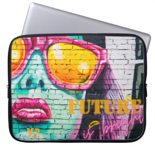 Housse Pour Ordinateur Portable Graffiti Futur Est Clair Neon Girl & Lunettes de s