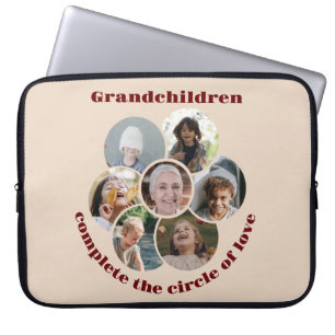 Housse Pour Ordinateur Portable Grand-mère sur mesure/enfants 7 Cercle Photo Colla