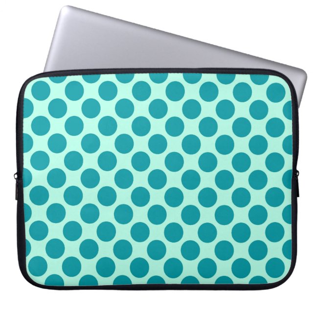 Housse Pour Ordinateur Portable Grands points rétro - aqua et turquoise (Devant)