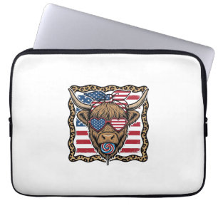 Housse Pour Ordinateur Portable Graphique de drapeau vintage de vache des Highland