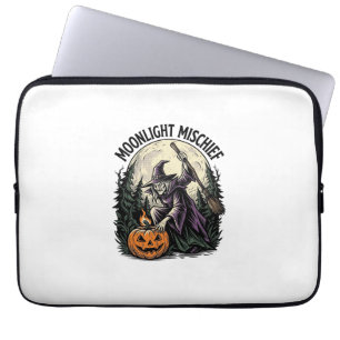 Housse Pour Ordinateur Portable Graphisme de sorcière d'Halloween vintage en clair