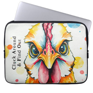 Housse Pour Ordinateur Portable Gras & Coloré Poulet Art Whimsical Ferme Amusante