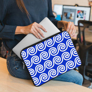Housse Pour Ordinateur Portable Grec Meander Key Waves Motif Bleu
