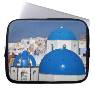 Housse Pour Ordinateur Portable Grèce, Santorin. Clocher et dômes bleus de