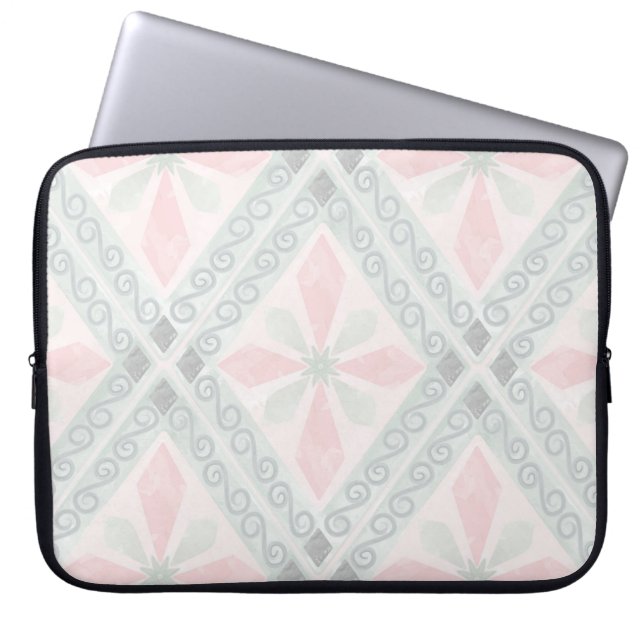 Housse Pour Ordinateur Portable Green and pink pastel diamond pattern (Devant)