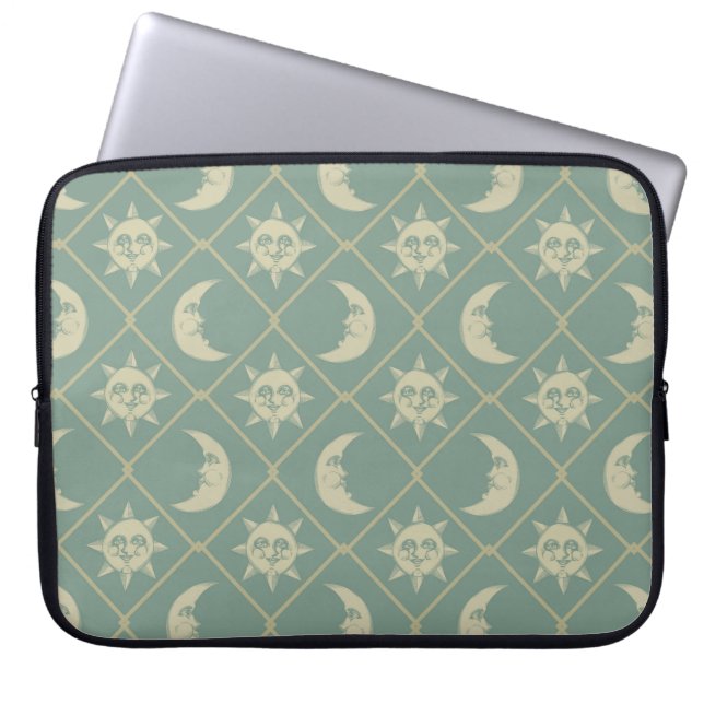 Housse Pour Ordinateur Portable Green Celestial Sun And Moon (Devant)