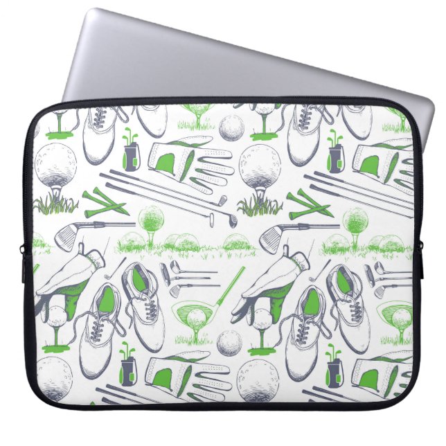 Housse Pour Ordinateur Portable Green Golf Icons Motif (Devant)