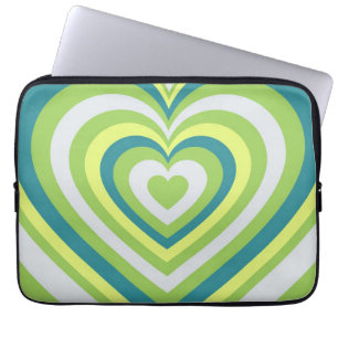 Housse Pour Ordinateur Portable Green Heart Whimsical Valentine's Day Cadeau