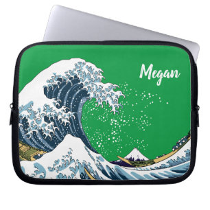 Housse Pour Ordinateur Portable Green Personnalisé Grande vague au large de Kanaga