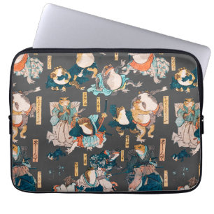 Housse Pour Ordinateur Portable Grenouille japonaise ukiyo-e Froggies