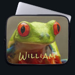 Housse Pour Ordinateur Portable Grenouille tropicale Lime vert avec yeux rouges No<br><div class="desc">Les amateurs de grenouilles seront ravis avec cette grenouille tropicale aux yeux rouges du Costa Rica avec un corps vert citron et des yeux rouges. Vous pouvez facilement personnaliser avec un nom. Une autre version avec du texte plus petit est disponible pour les noms plus longs. Photo prise à Alajuela,...</div>
