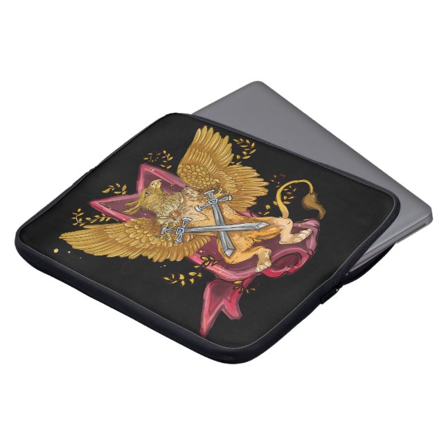 Housse Pour Ordinateur Portable Griffin mystique avec épées (Devant haut)