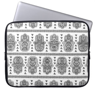 Housse Pour Ordinateur Portable Griffonnage tiré par la main indien de Hamsa