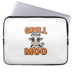 Housse Pour Ordinateur Portable Grill à vache drôle et conception de T-Shirt vinta