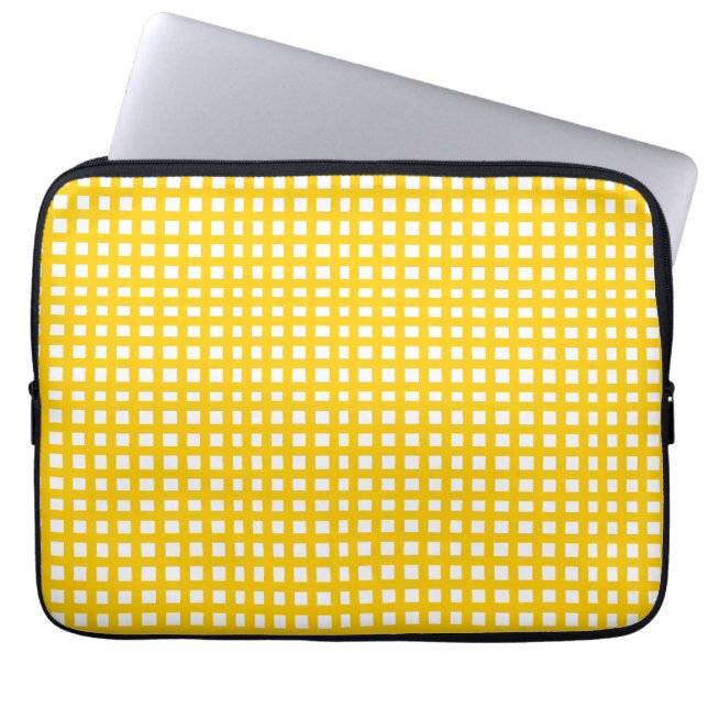Housse Pour Ordinateur Portable Grille en maillage carré jaune (Devant)
