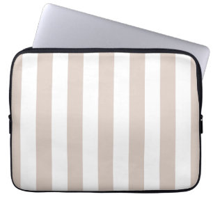 Housse Pour Ordinateur Portable Grilles Verticales Bbeige Et Blanc Gratté