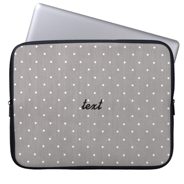 Housse Pour Ordinateur Portable Gris & Blanc Petits Points Modernes Élégants (Devant)