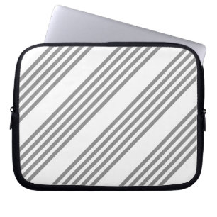 Housse Pour Ordinateur Portable Gris et blanc cinq bandes motif
