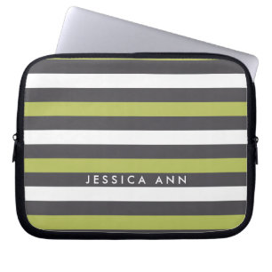Housse Pour Ordinateur Portable Gris Vert Blanc Chic Gris