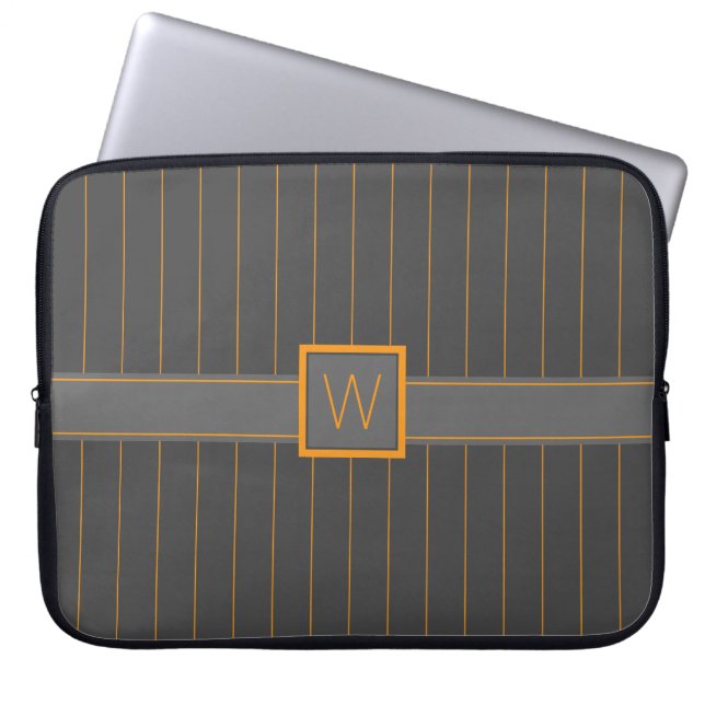 Housse pour ordinateur portable grise avec rayures (Devant)