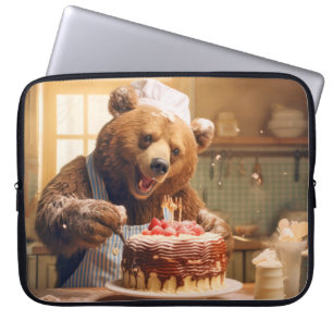 Housse Pour Ordinateur Portable Grizzly Oear Animal Fun Cuisine gâteau de plaisir
