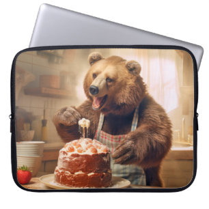 Housse Pour Ordinateur Portable Grizzly Oear Animal Fun Cuisine gâteau de plaisir
