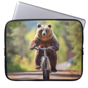Housse Pour Ordinateur Portable Grizzly Oear Animal Fun Vélo Vélo Happy Relax
