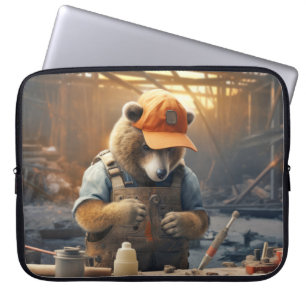 Housse Pour Ordinateur Portable Grizzly Oear Animal Fun Work Handyman Happy Time