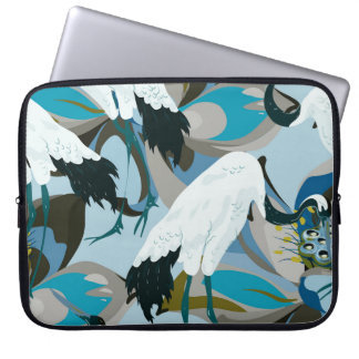 Housse Pour Ordinateur Portable Grue et Lotus : Vintage Abstrait