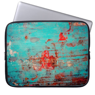 Housse Pour Ordinateur Portable Grunge arrière - plan de turquoise. Boucles, frott