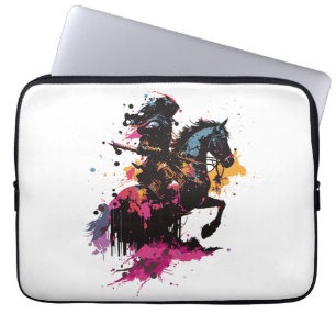Housse Pour Ordinateur Portable Guerrier équitation cheval en aquarelle