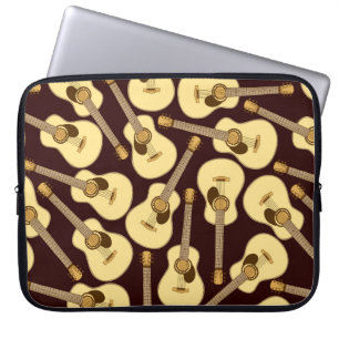 Housse Pour Ordinateur Portable Guitare dessinée à la main sans couture motif