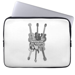 Housse Pour Ordinateur Portable Guitares rétro noir et blanc pour guitaristes
