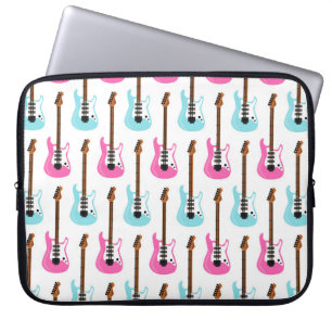 HOUSSE POUR ORDINATEUR PORTABLE GUITARS PASTEL ROSE ET BLEU ÉLECTRIQUES