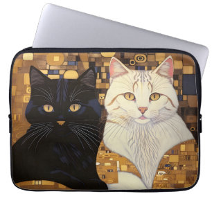 Housse Pour Ordinateur Portable Gustav Klimt A Inspiré Deux Chats En Lit