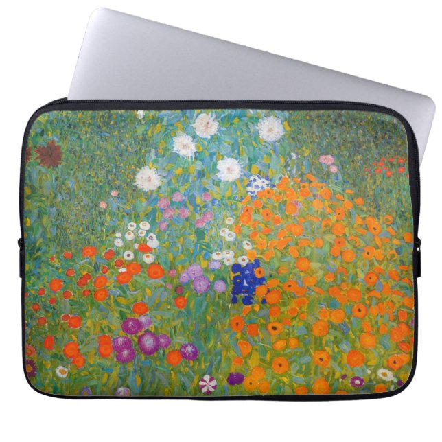 Housse Pour Ordinateur Portable Gustav Klimt - Jardin des fleurs (Devant)