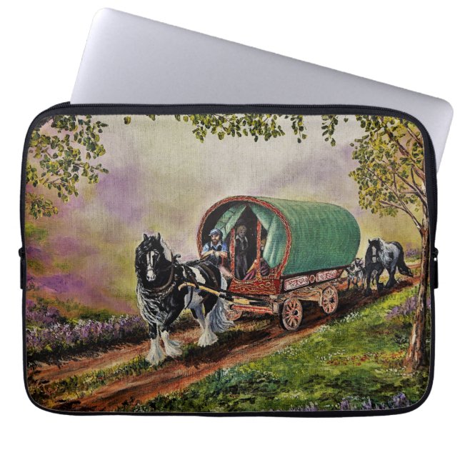 Housse Pour Ordinateur Portable Gypsy Vanner cheval Irish Caravan wagon (Devant)