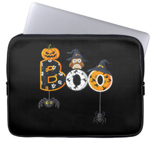 Housse Pour Ordinateur Portable Halloween Boo Owl avec sorcière Casquette araignée