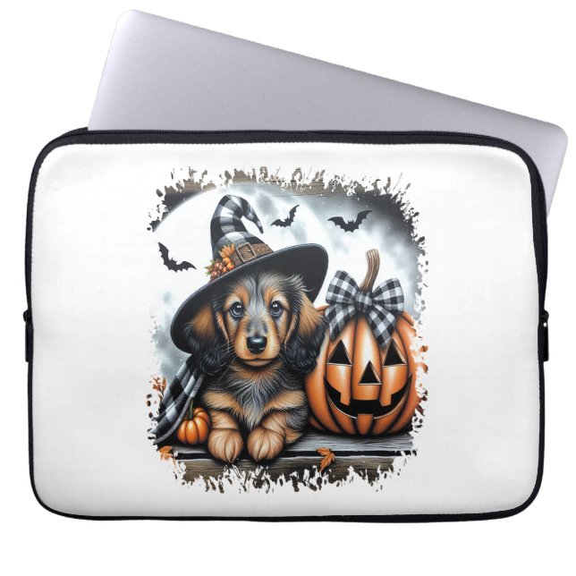Housse Pour Ordinateur Portable Halloween Dachshund Chien (Devant)
