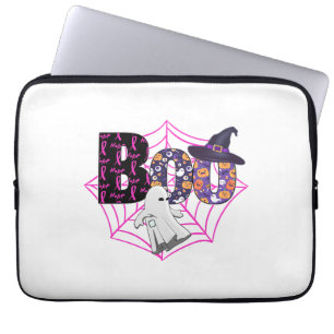 Housse Pour Ordinateur Portable Halloween d'octobre rose Boo