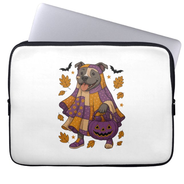 Housse Pour Ordinateur Portable Halloween fantôme de chien Pitpull (Devant)