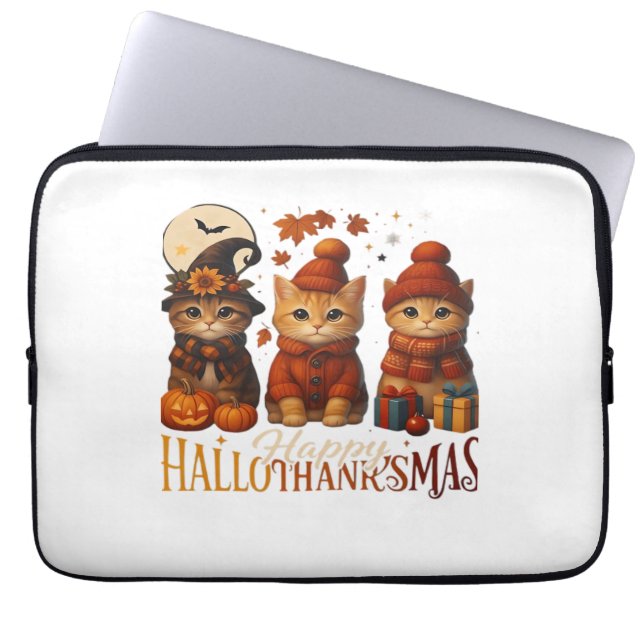 Housse Pour Ordinateur Portable Halloween Thanksgiving Noël Happy HalloThanks (Devant)