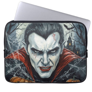 Housse Pour Ordinateur Portable Halloween, Vampire assoiffé, Champ de citrouilles