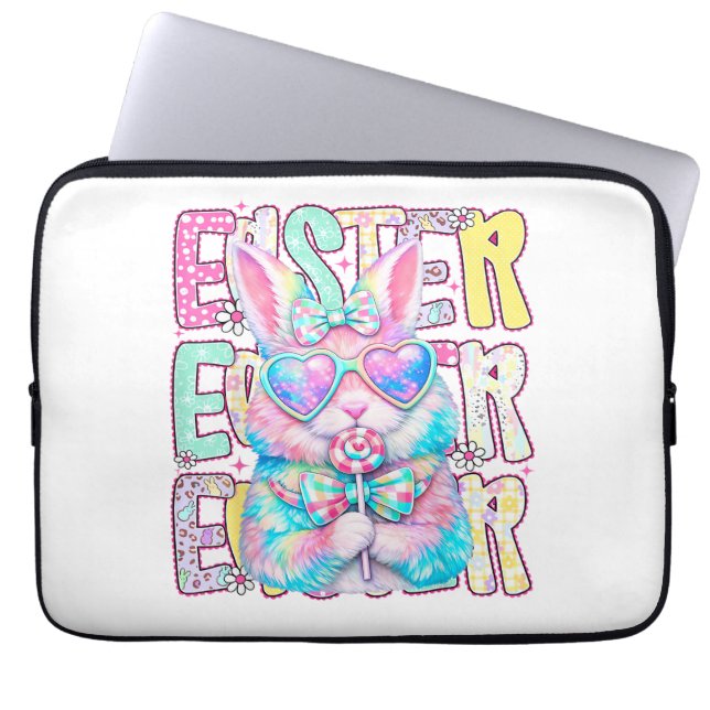 Housse Pour Ordinateur Portable Happy Easter Bunny Coquette Bow Preppy Easter Day  (Devant)