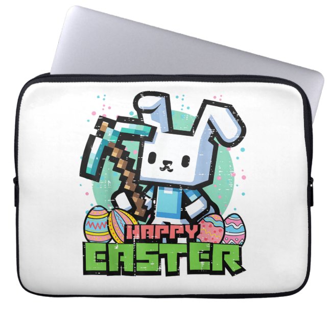 Housse Pour Ordinateur Portable Happy Easter Bunny Pixel Game Gaming Gamer Boys Ki (Devant)