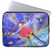 Housse Pour Ordinateur Portable Happy Girl with Birds (Devant)
