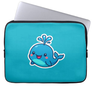 Housse Pour Ordinateur Portable Happy Kawaii Baleine Sticker - mignon ami Océan