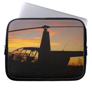 Housse Pour Ordinateur Portable hélicoptère Robinson R44 au coucher du soleil