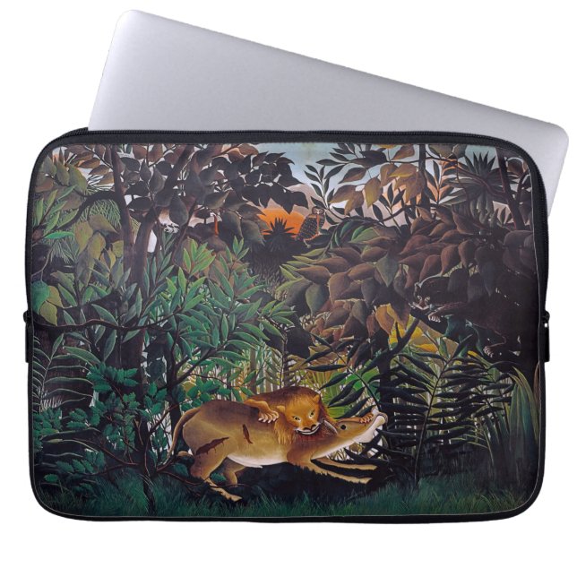 Housse Pour Ordinateur Portable Henri Rousseau - Le lion affamé (Devant)