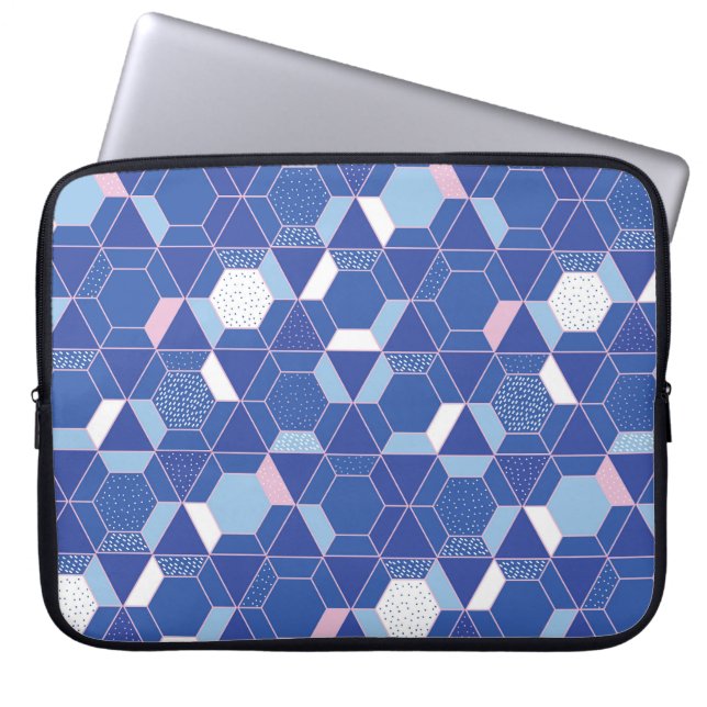 Housse Pour Ordinateur Portable Hexagons, triangles : motif abstrait géométrique. (Devant)